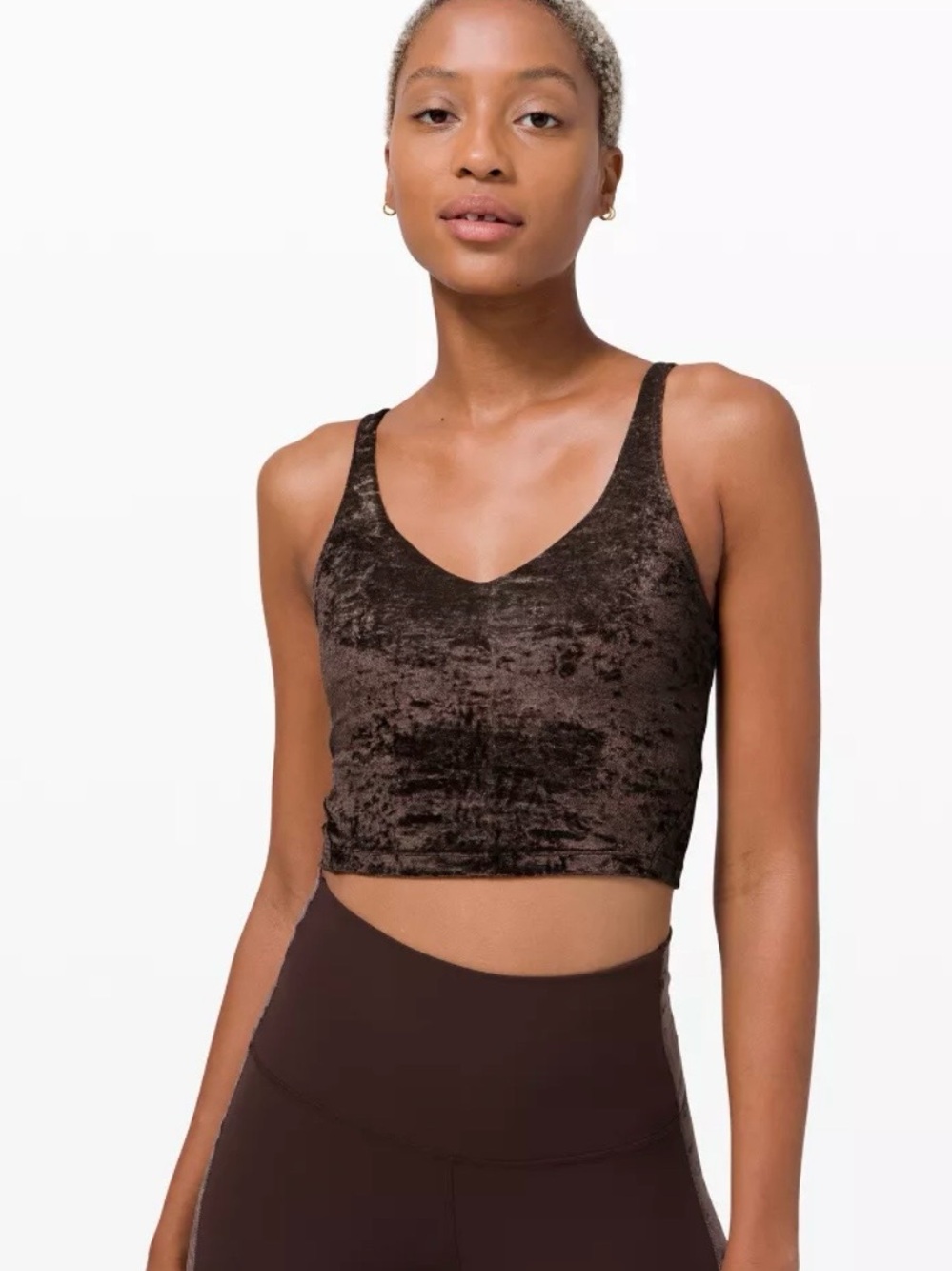 Lululemon Align Tank Crushed Velvet Crop Bralette in French Press Brown Size 10